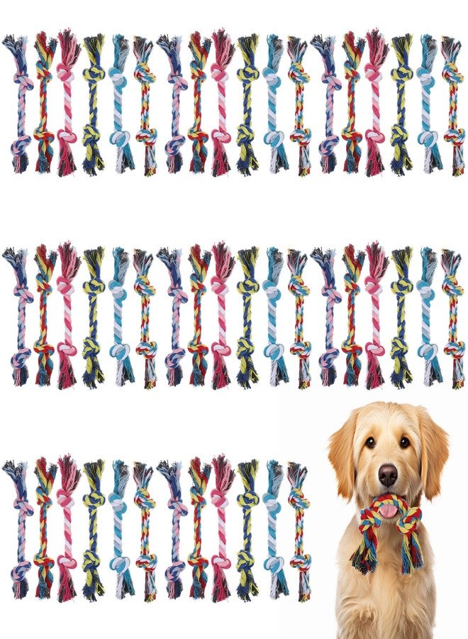 ADLABLD 48Pcs Dog Rope Toys Bulk Pack - Durable Cotton Chew Teething Toys for Aggressive Chewers, Small & Medium Dogs, Puppies, 7.1in Multi-Color Rope Toy - Image 1